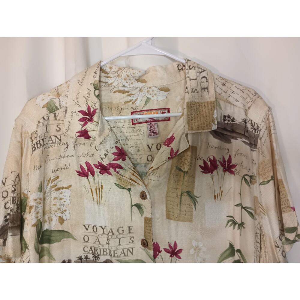 Caribbean Joe Womens Hawaiian Camp Shirt 2X Resort Island Cruise NWOT - Picture 2 of 9